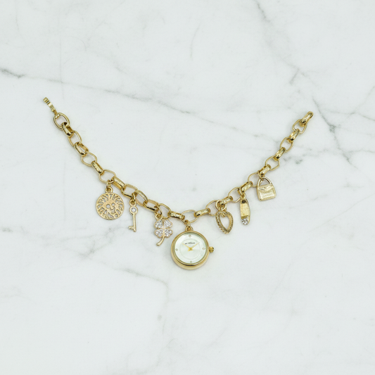 Gold Charm Bracelet Watch