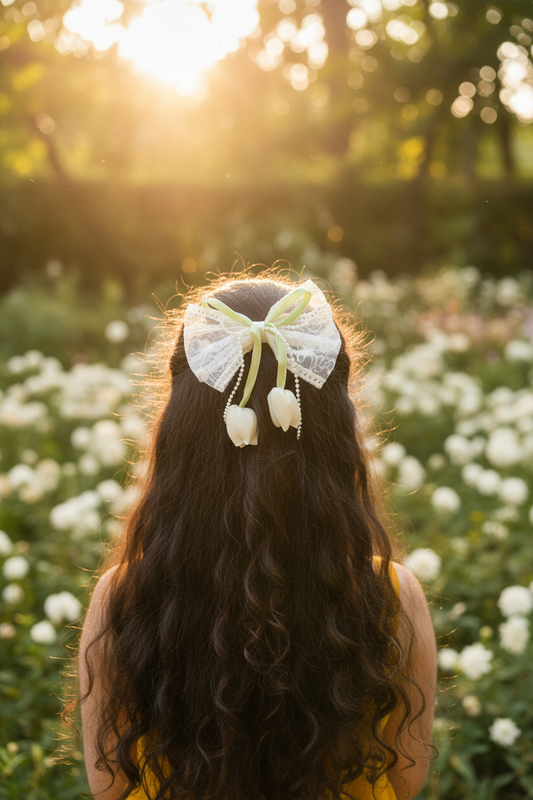 Tulip Reverie — Lace Bow Hair Clip