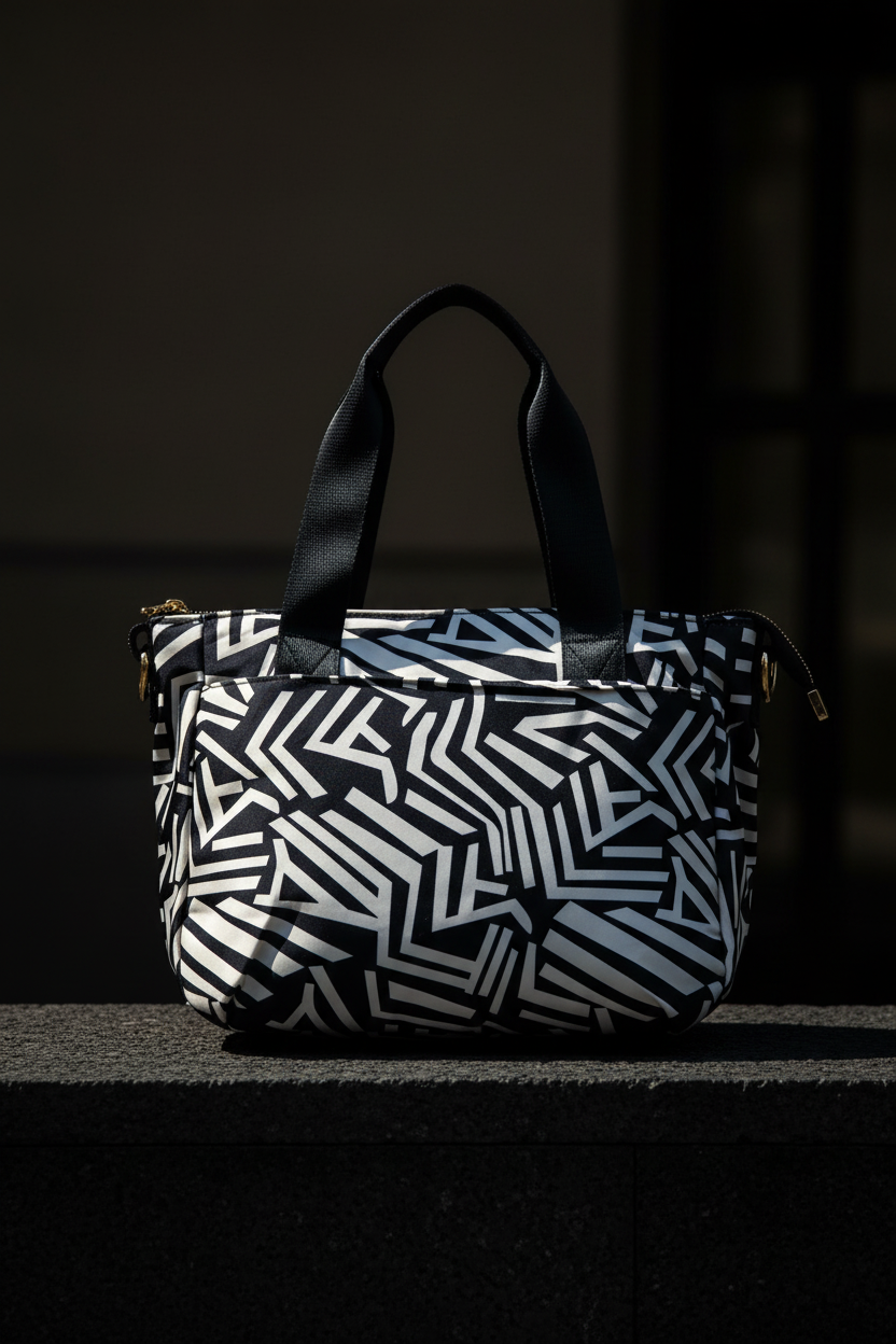 Geometric Print Premium Handbag with Detachable Sling