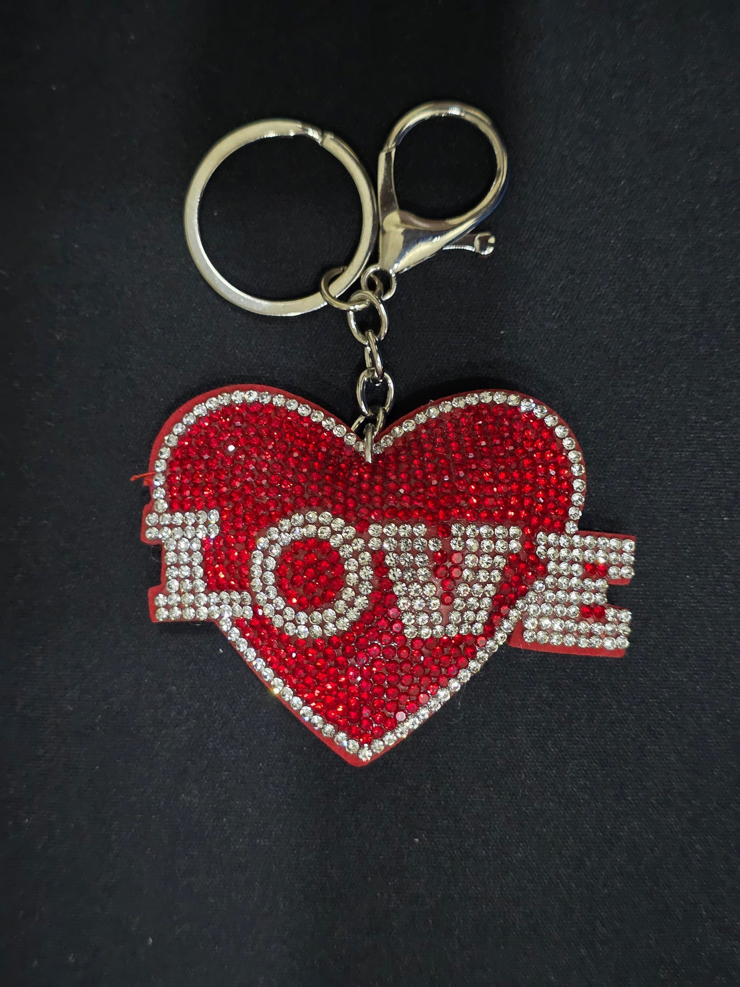 LOVE Rhinestone Heart Keychain