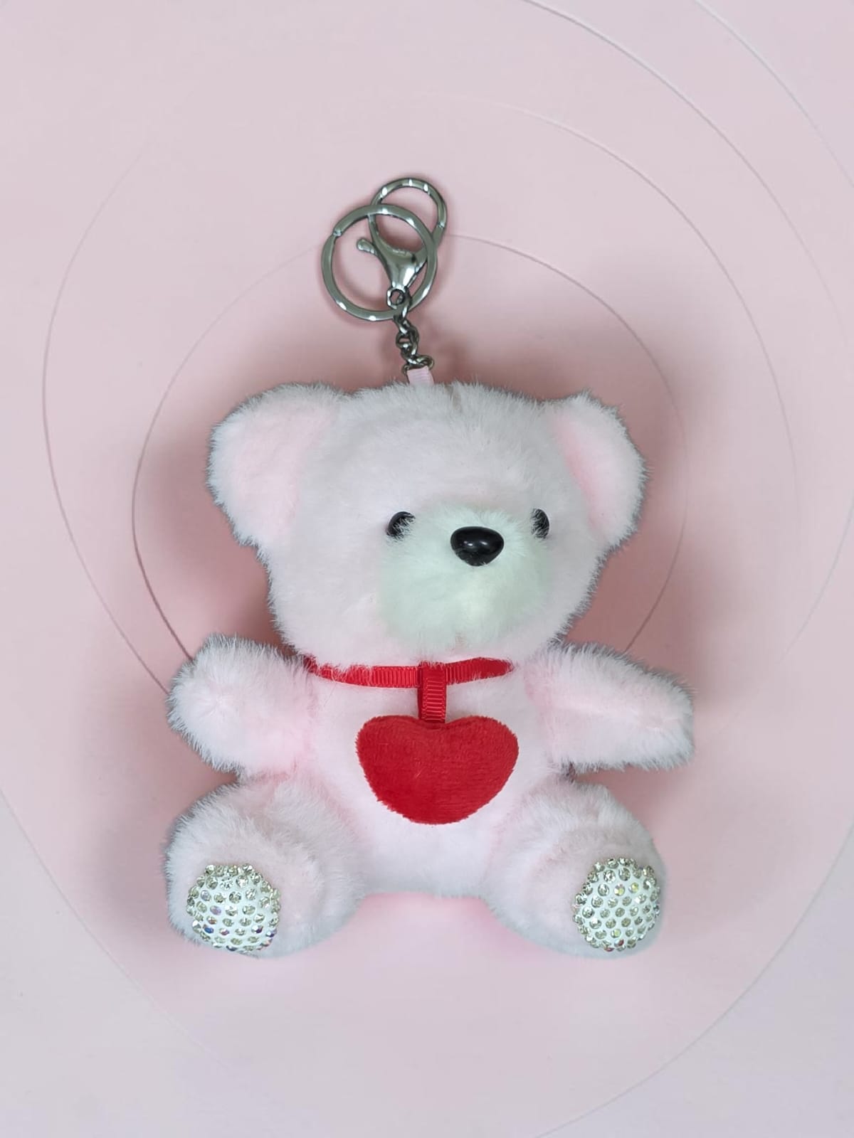 Soft Plush Teddy Bear Keychain / Bag Charm with Rhinestone Paws