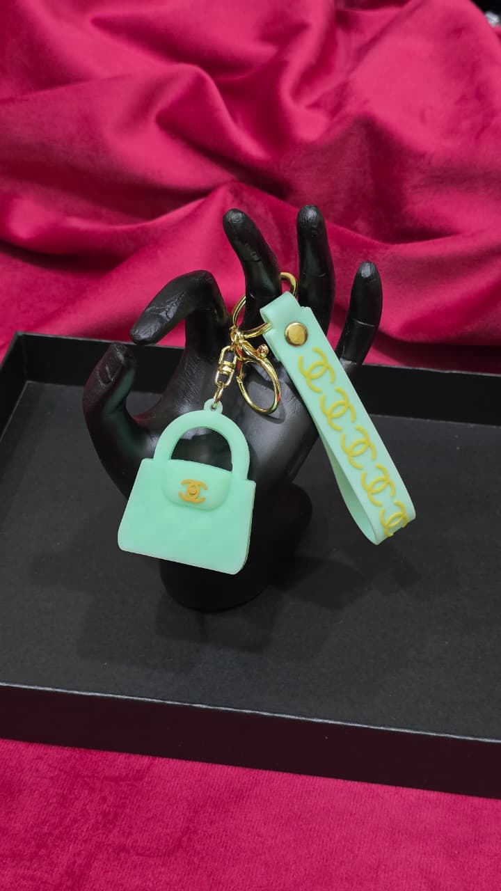 Mint Green Tiny Purse Keychain with Wrist Strap