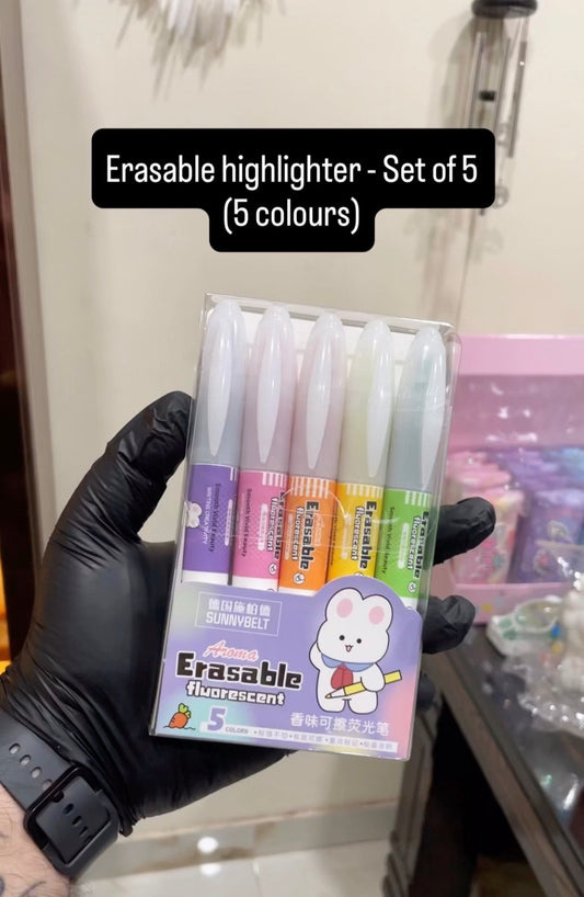 Aroma Erasable Fluorescent Highlighters – Set of 5
