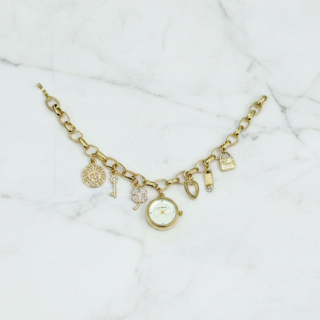 Gold Charm Bracelet Watch
