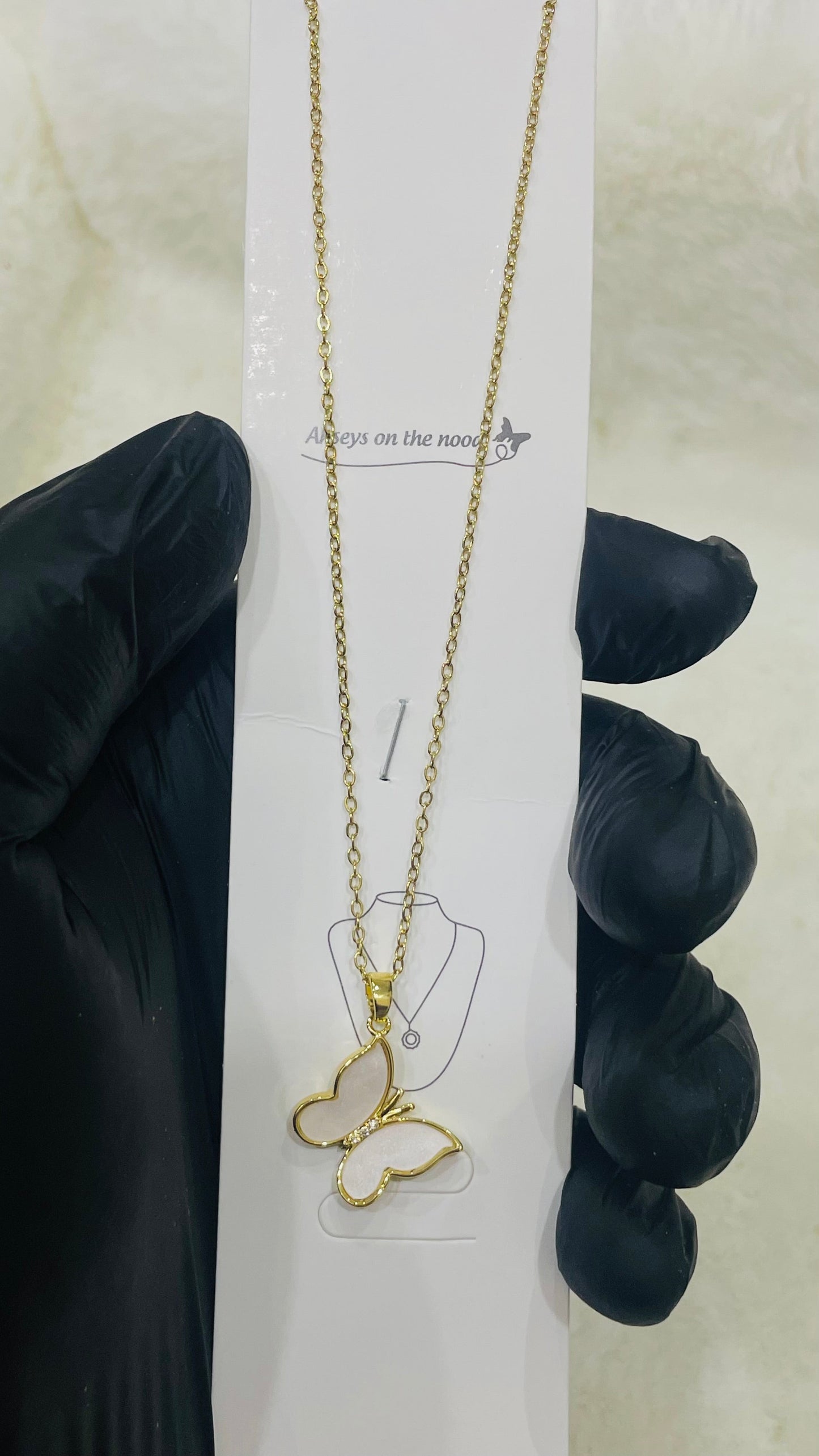 White Butterfly Pendant Necklace