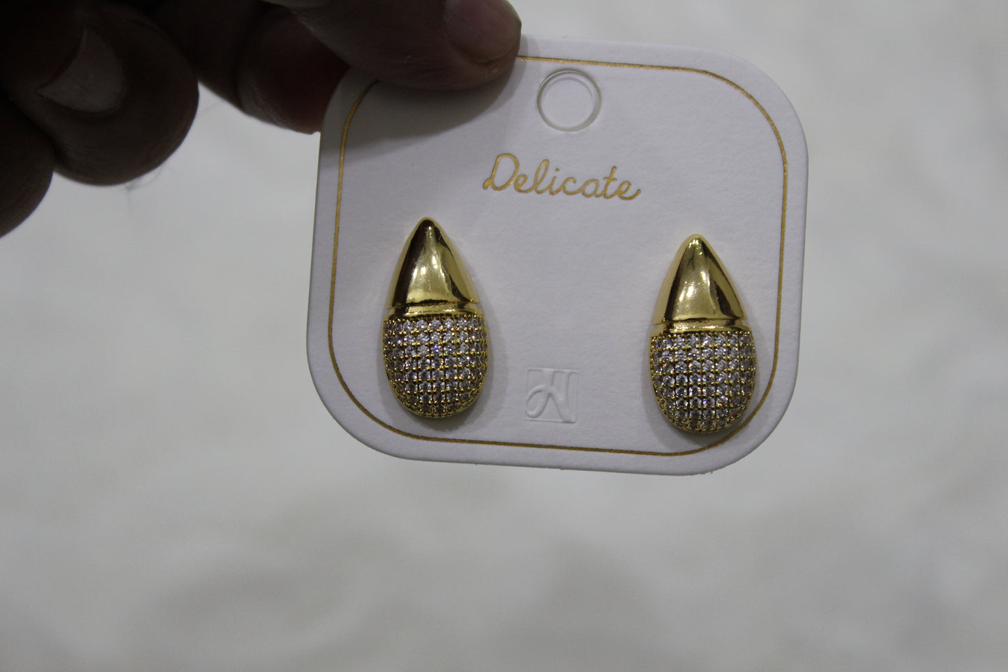Gold Pavé Crystal Bullet Stud Earrings