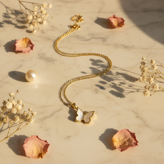 White Butterfly Pendant Necklace