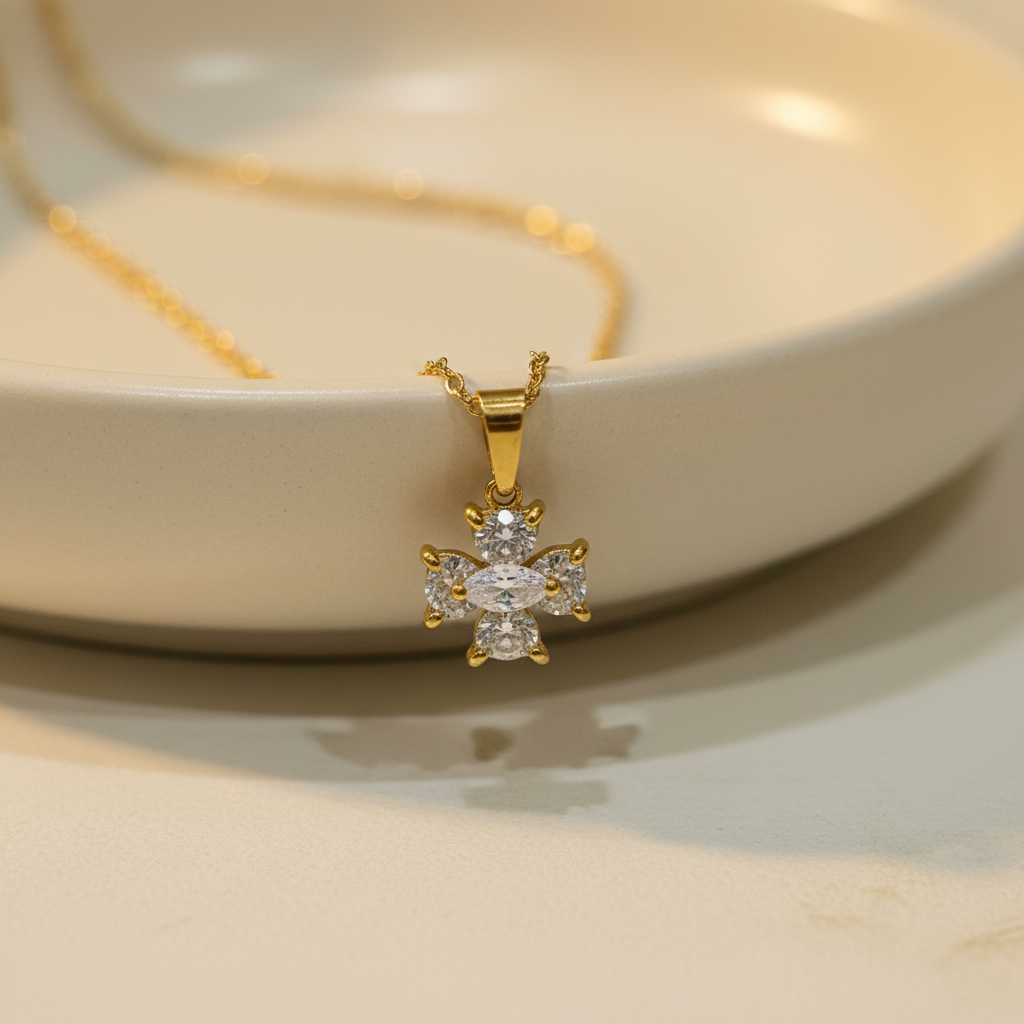 Crystal Cross Pendant Necklace