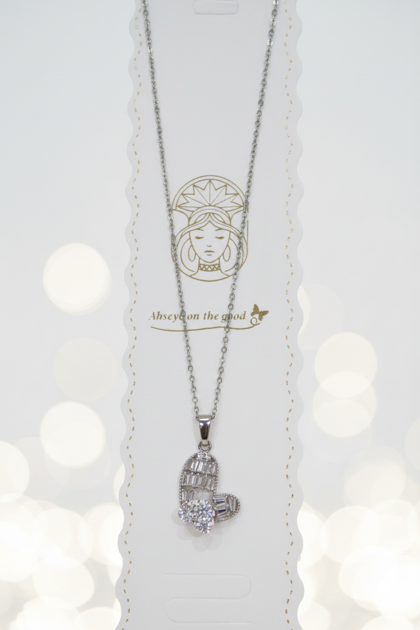 Spinning Heart Crystal Pendant Necklace hanging