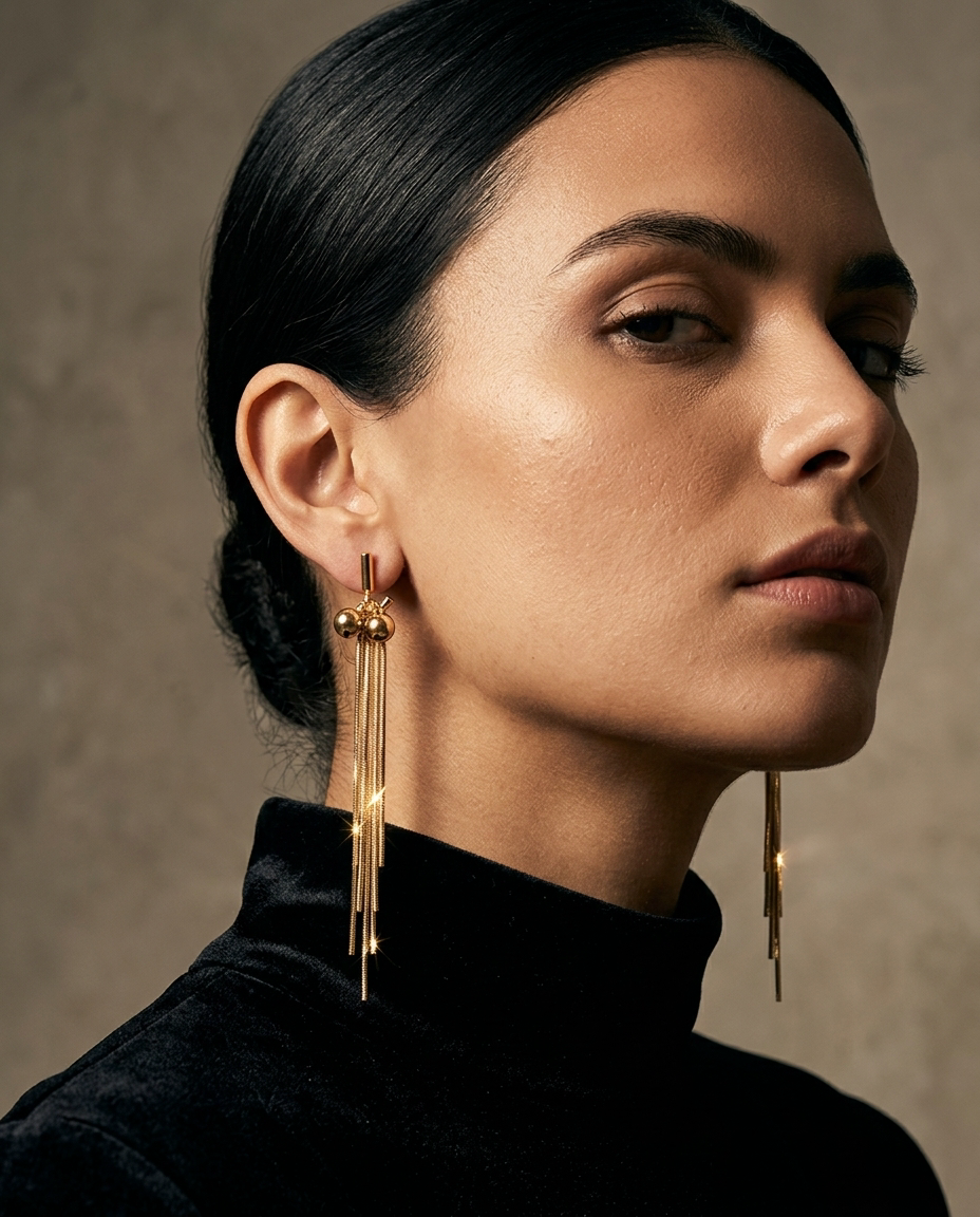 Gold Tassel Chain Drop Earrings – Anti Tarnish Stainless Steel