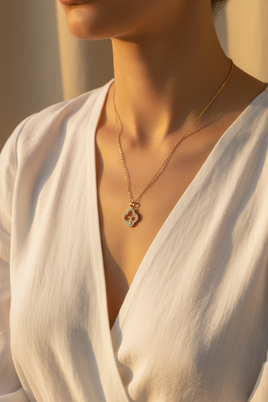 Gold Peace Sign Chain - On Model