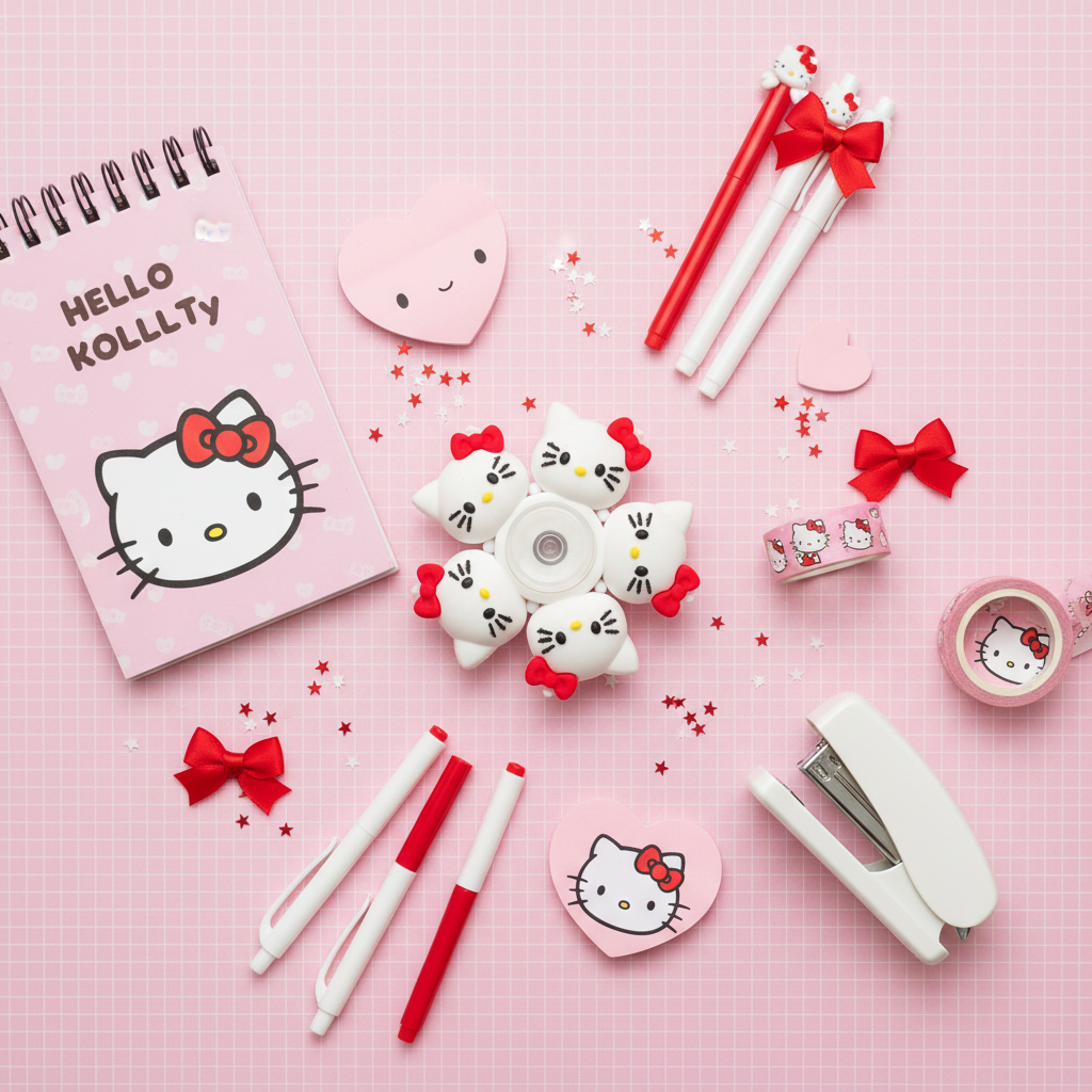 Hello Kitty Theme Fidget Spinner – White & Red Collectible Toy