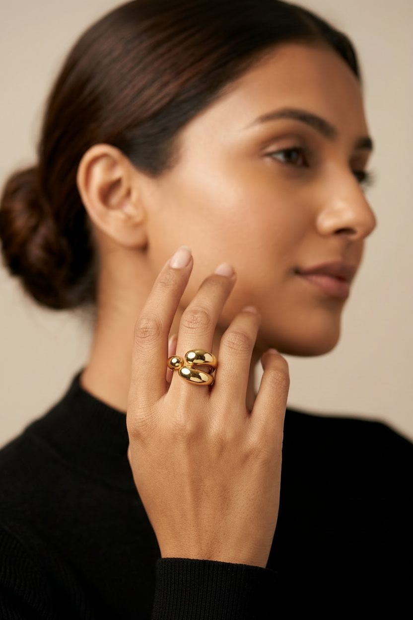 Gold Triple Band Bubble Ring – Anti Tarnish Stainless Steel