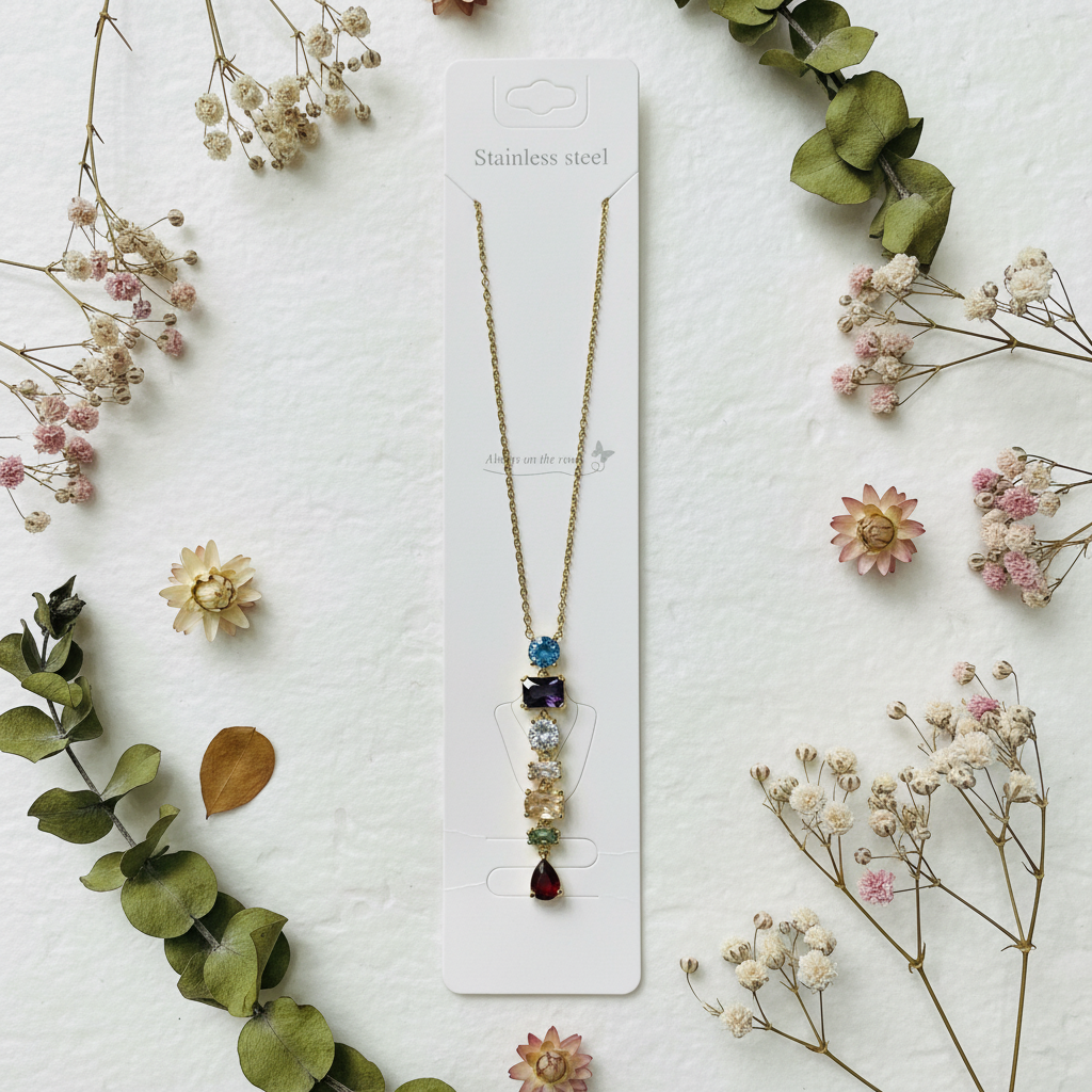 Rainbow Cascade Multi-Gemstone Pendant Necklace