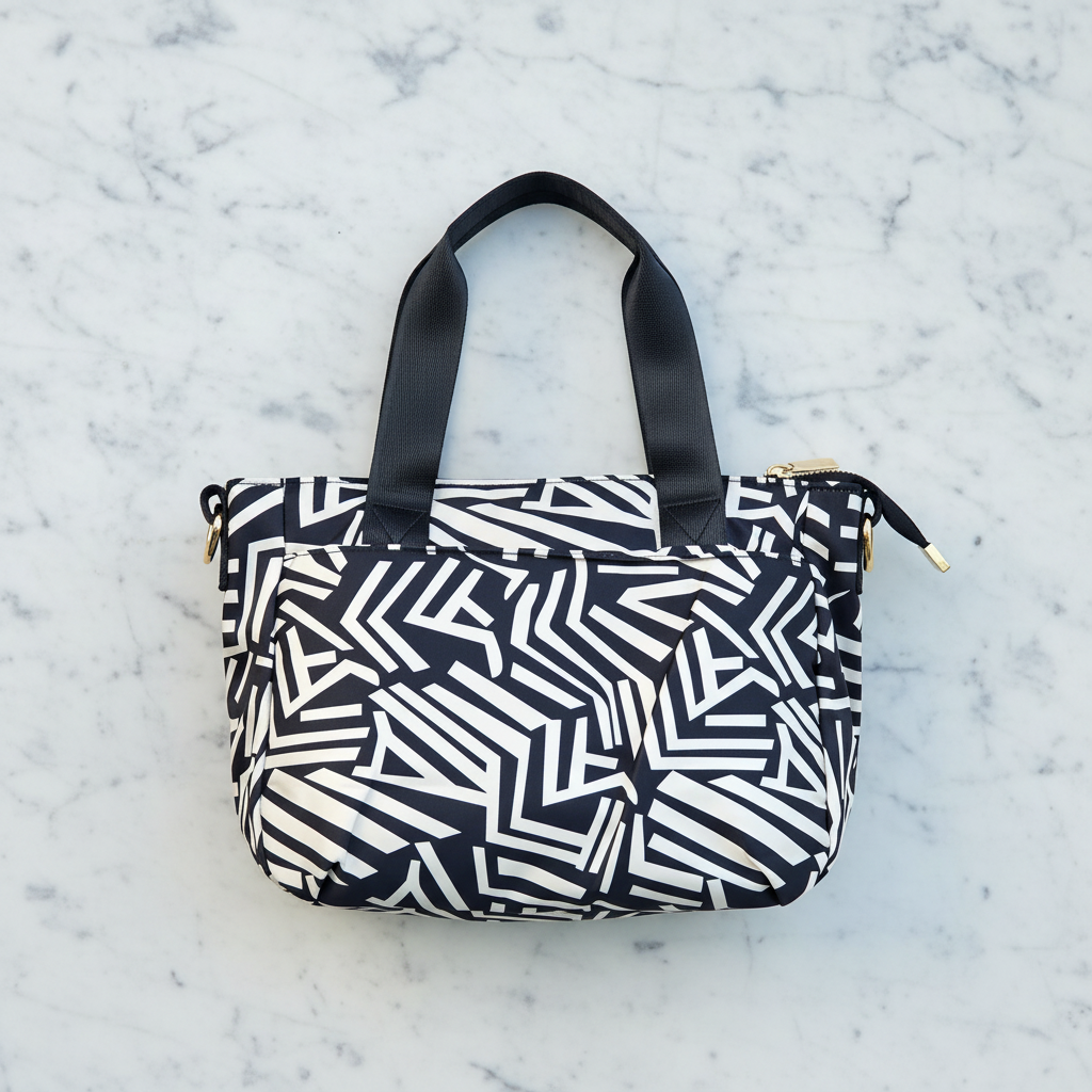 Geometric Print Premium Handbag with Detachable Sling