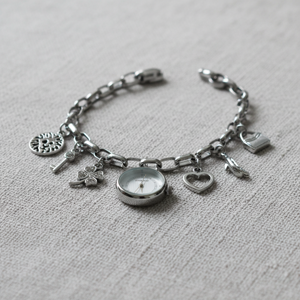 Silver Charm Bracelet Watch