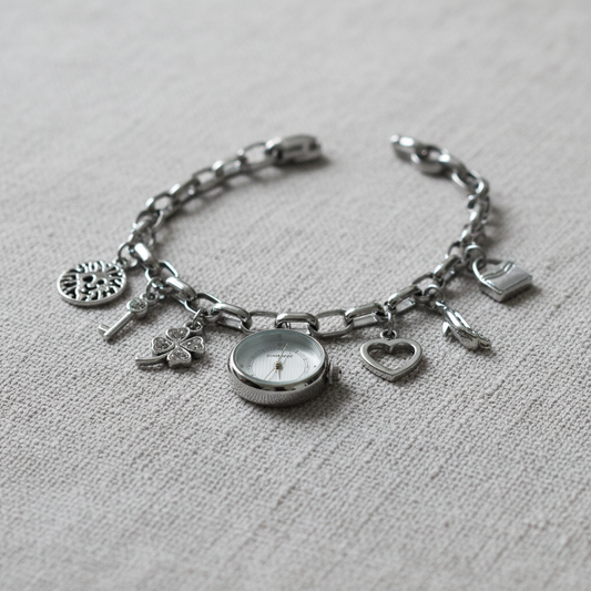 Silver Charm Bracelet Watch