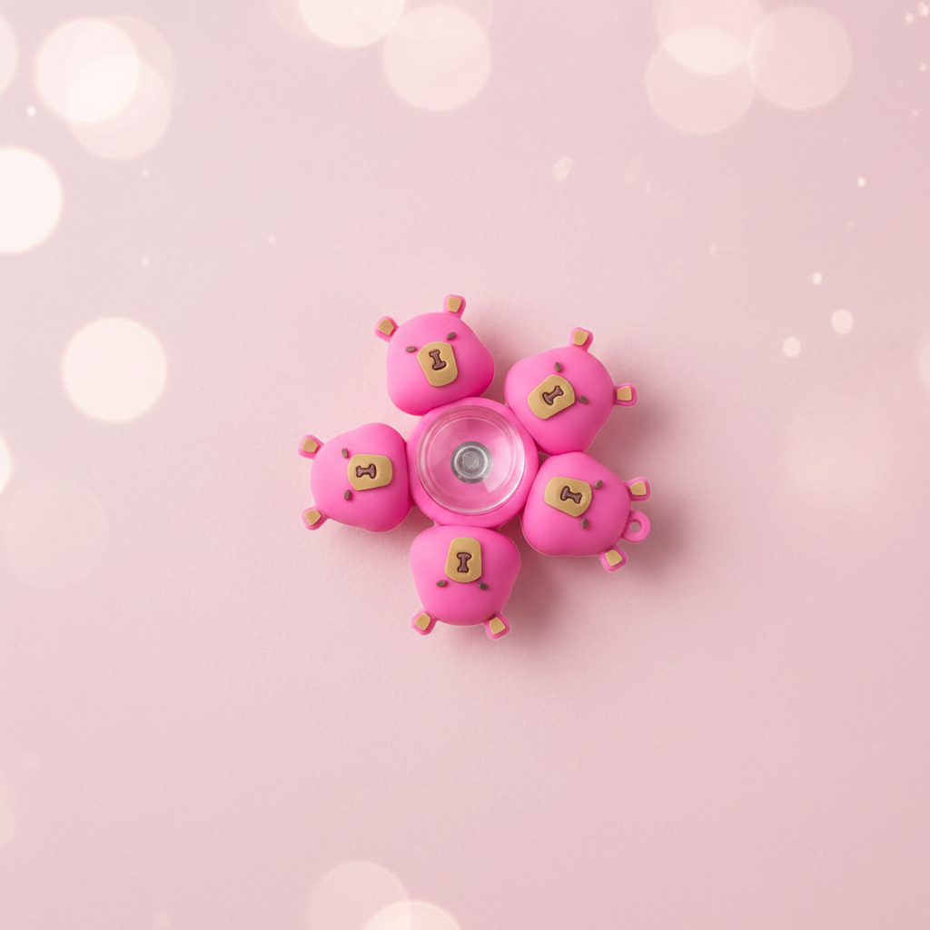 Pink Bear Fidget Spinner Flatlay
