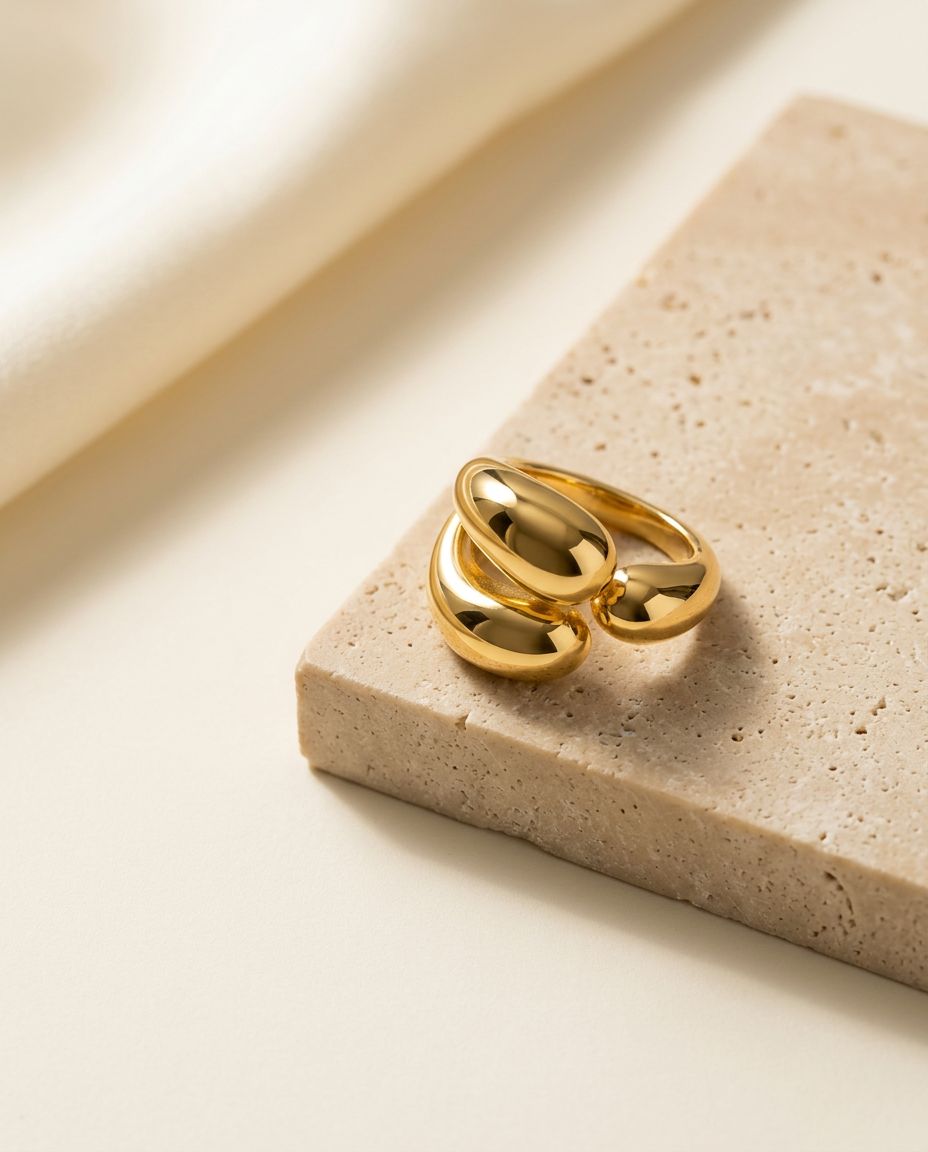 Gold Triple Band Bubble Ring – Anti Tarnish Stainless Steel