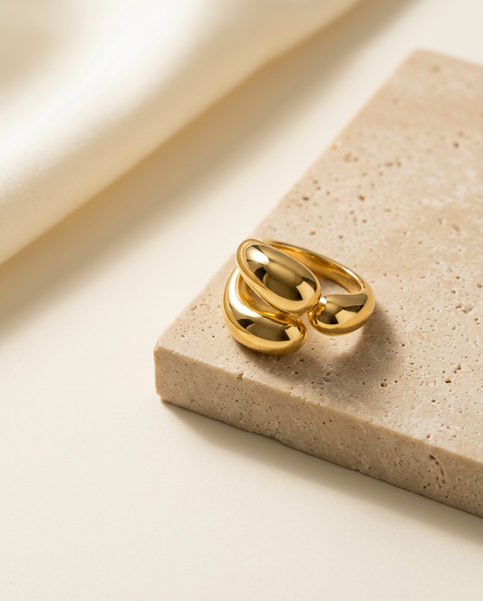 Gold Triple Band Bubble Ring – Anti Tarnish Stainless Steel