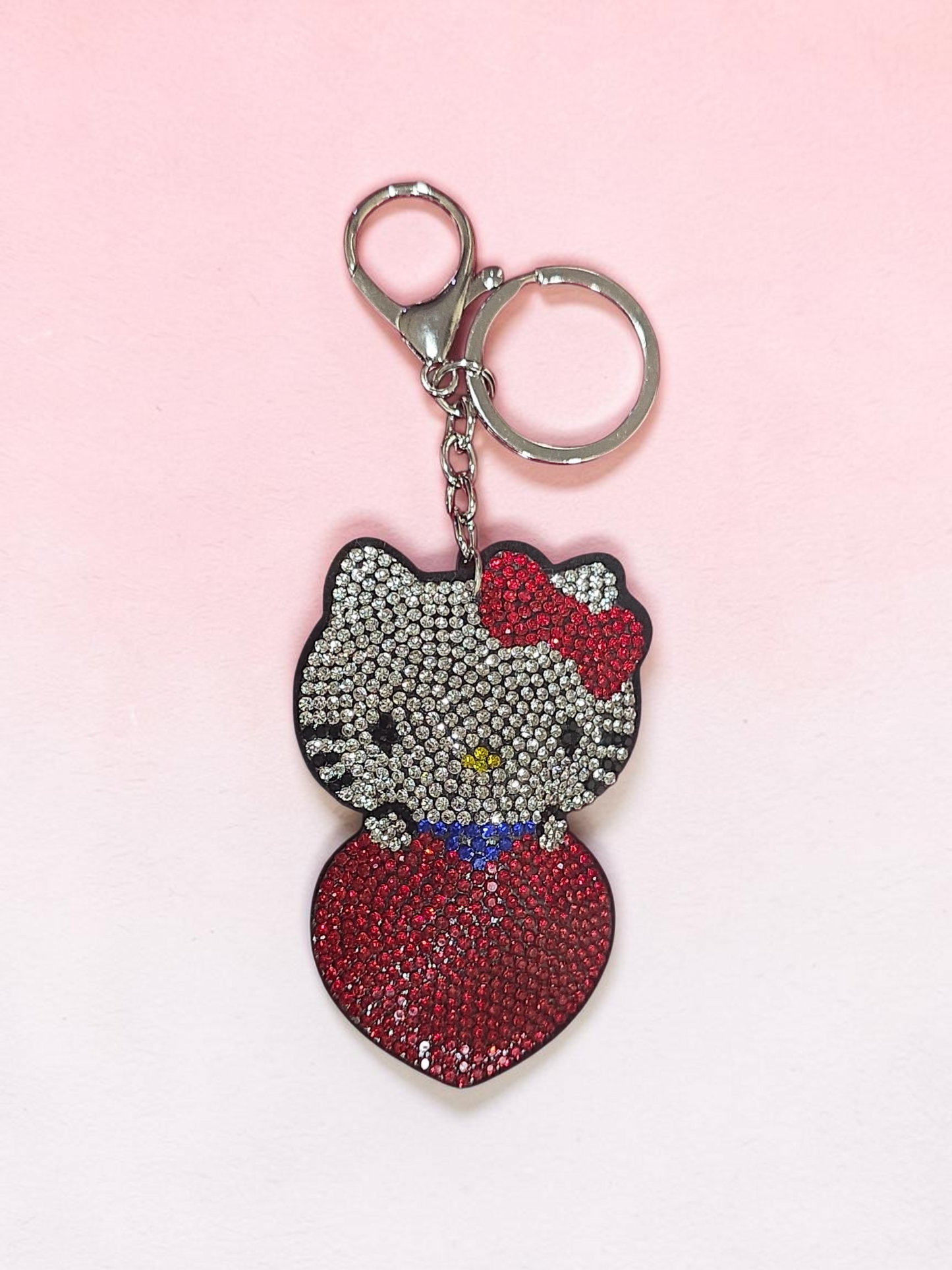 Crystal Kitty Heart Keychain / Bag Charm