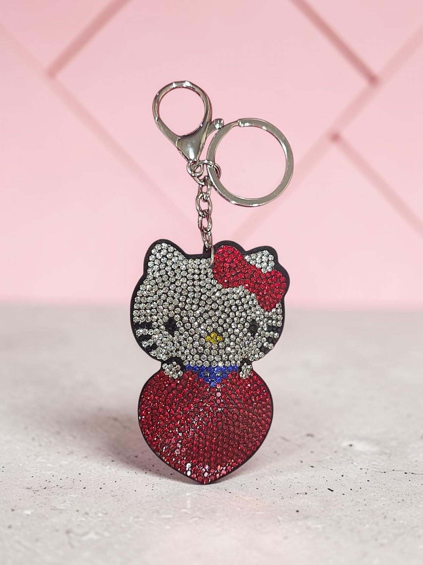 Crystal Kitty Heart Keychain / Bag Charm