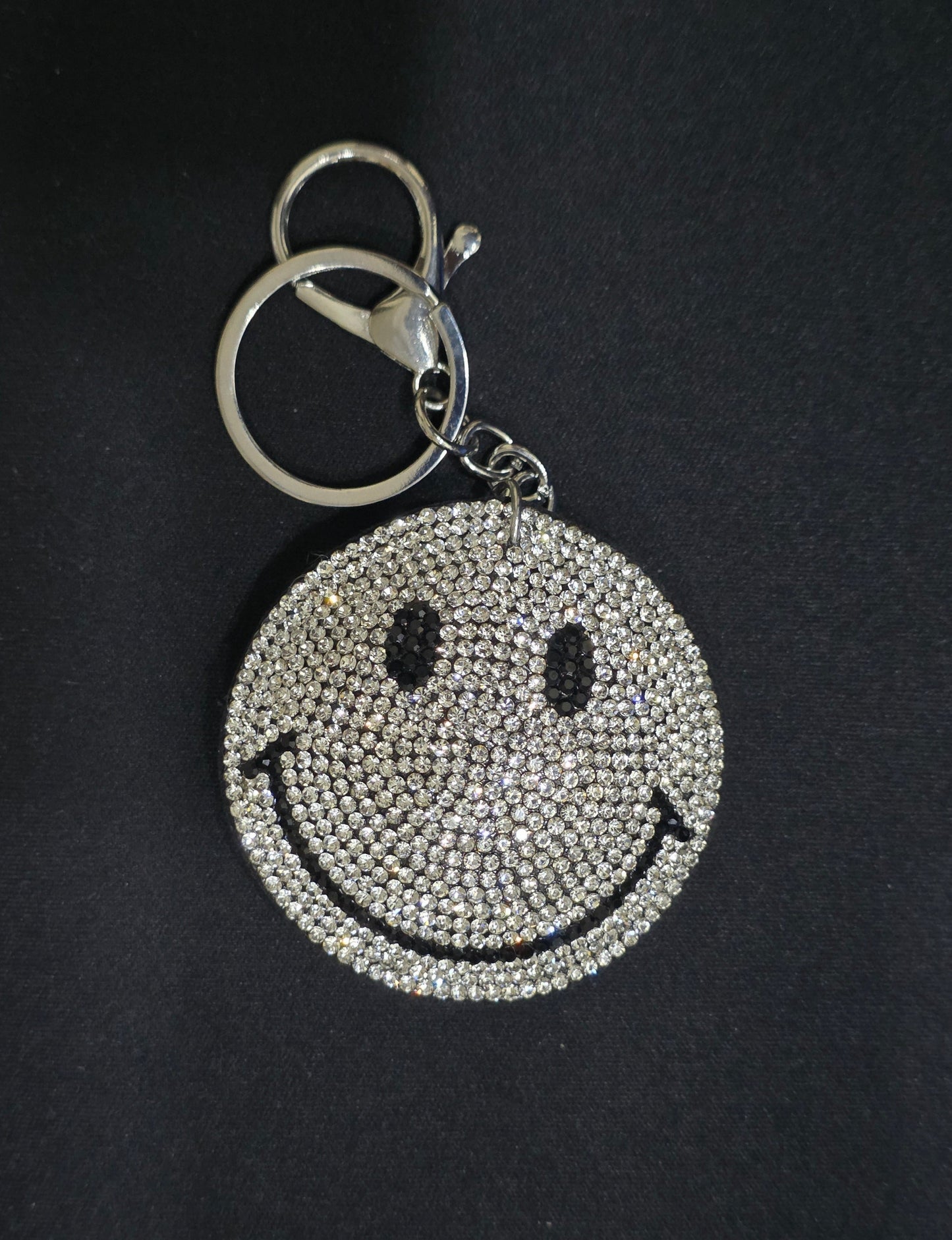 Rhinestone Smiley Face Keychain