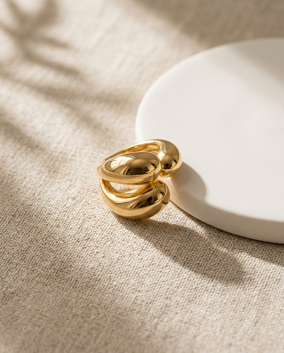 Gold Triple Band Bubble Ring – Anti Tarnish Stainless Steel